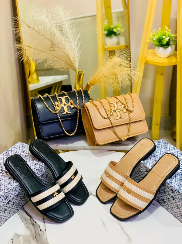 Tory Burch Slipper + Torch Burch CrossBody Bag